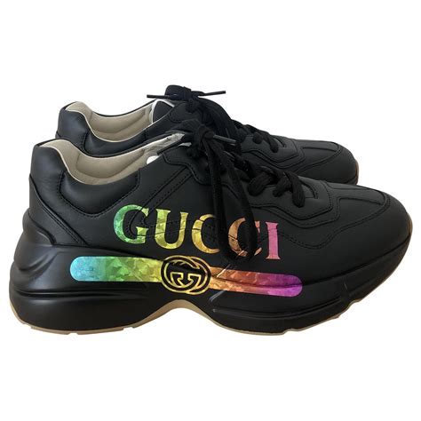 ssense gucci logo sneakers|Gucci: Black Logo Rhyton Sneakers .